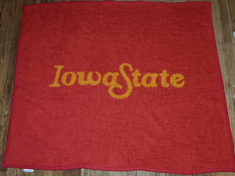 Vintage 80s Biederlack Acrylic Iowa State Cyclones Throw Blanket 56x48 Pre Owned Cover