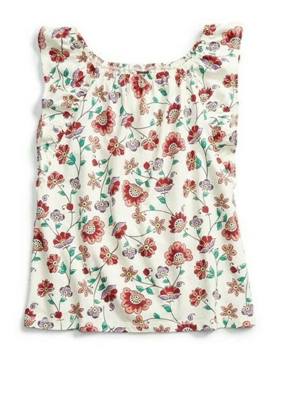 TEA COLLECTION  Mahubala Floral Top - Chalk - NWT Girls 5 - Image 1 of 1