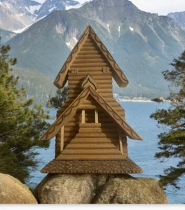 Folk Art Handmade Wood Onion Dome House USSR Russia Vtg Decor Cottage Core - Picture 1 of 8