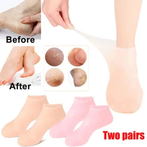 2 Pair Moisturizing Foot Mask Exfoliating Silicone Socks Beach Protective Socks - Picture 1 of 13
