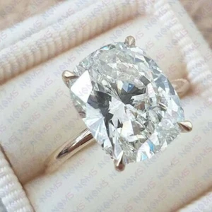 Solid 14K Yellow Gold Lab Created 5.00ct Cushion Cut HPHT Diamond Wedding Ring - Picture 1 of 23