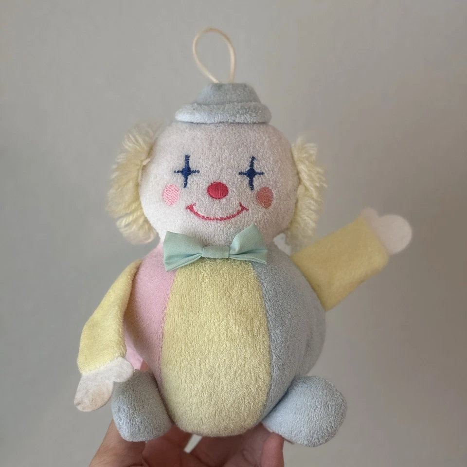 Juguete de peluche de colección raro payaso Edén bebé pastel rizo sonajero Lovey años 80 Foto 1 de 4