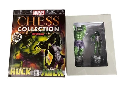 Eaglemoss Marvel Hulk and She-Hulk Rook Chess Pieces with Magazine - Image 1 of 4