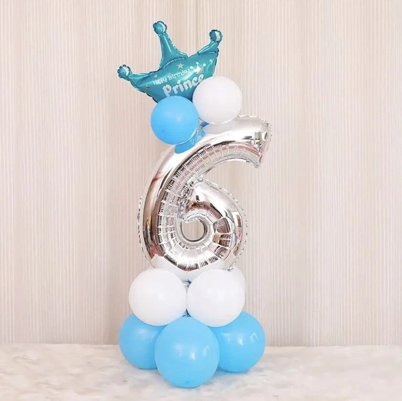 Серебряная подставка на воздушный шар на 6-й день рождения украшения для вечеринки на день рождения для мальчиков 6 лет принц - Изображение 1 из 1