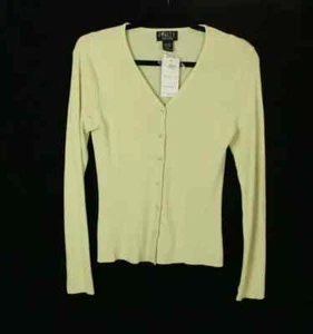 Finity Women's Beige Ribbed pebble Cardigan Sweater Size PXL - Picture 1 of 4