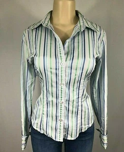Women's Business Casual Blue Stripes Button-Up Blouse NY& CO Size M - Picture 1 of 5