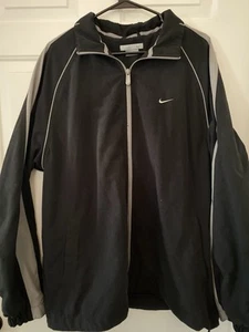 VINTAGE Nike Jacket Mens XL Black Gray Windbreaker Lightweight Outdoors Zip Coat - Picture 1 of 11