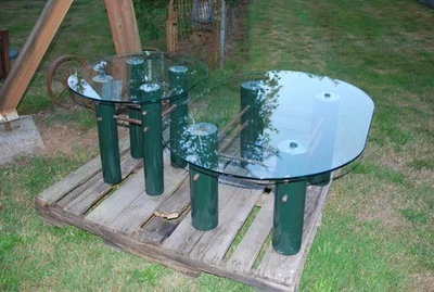 ~ Industrial Modern Custom Made Steel & Glass Coffee/End Occasional Table Set ~ - Image 1 of 4