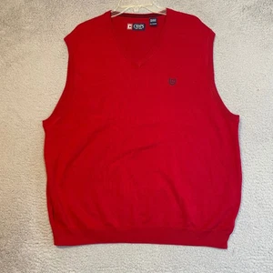 Chaps Mens Knit Vest XXL Red Sleeveless Sweater Casual Preppy Layering - Picture 1 of 4