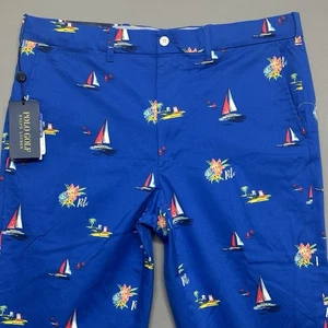 RLX Ralph Lauren Golf Pants Sailboat Island Tailored Fit Mens Sz 34x34 Blue - Picture 1 of 17