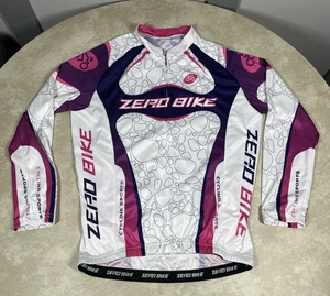 Zero Bike weiß pink lila Damen Langarm Radtrikot Größe Large 1266 - Bild 1 von 12