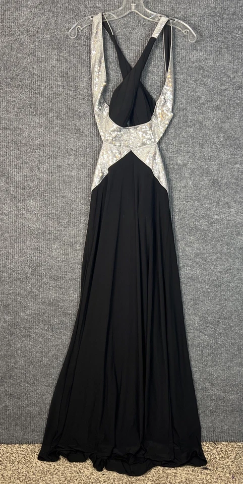 Vintage Adrianna Papell Evening Dress Size 4 Black Sequins Open Back Y2K Party - Image 1 of 4