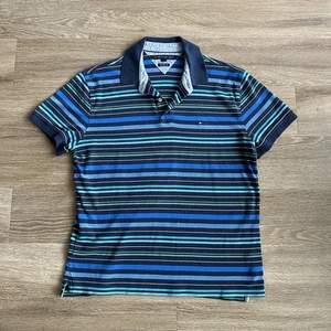 Camisa Polo Tommy Hilfiger Rayas Para Hombre Grande Verde Azul Calce Clásico - Imagen 1 de 16