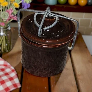 Cheese/Butter Crock w/ Locking Bail Wire Lid  - Picture 1 of 6
