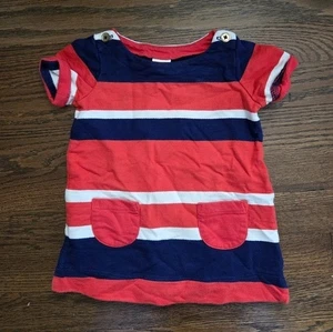 GYMBOREE Girls 12/18M Red/White/Blur Striped Dress - Picture 1 of 16