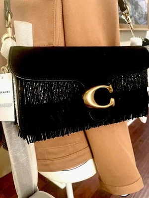 Coach flecos con cuentas de cristal gamuza negra atigrado nuevo con etiquetas Foto 1 de 4