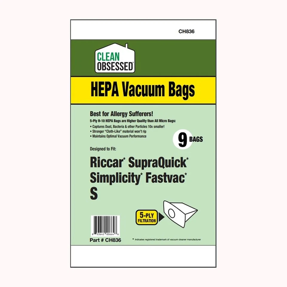 Clean Obsessed Replacement Riccar SupraQuik Type S Cloth Vacuum Bags (9-Pack) - Image 1 of 1