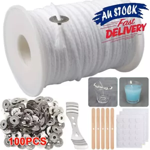 Candle Wicks Kit Pre Waxed Tabs Low Smoke Sustainers Cotton Tabs Core Holder DIY - Picture 1 of 15