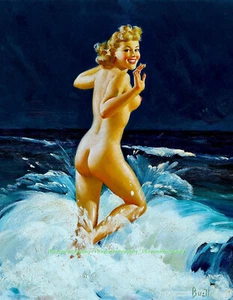 Nude Woman At Beach Pinup 8.5x11" Photo Print Alfred Buell Southern Exposure Art - Picture 1 of 1