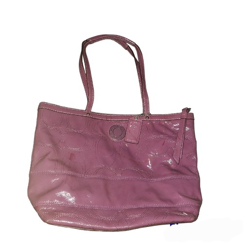 Borsa Coach F19198 viola firma punto vernice media tote bag