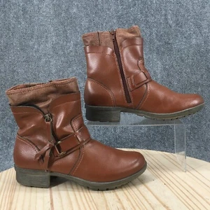 Clarks Boots Womens 9.5 M Riddle Avant Biker Brown Leather Ankle Top 26113578 - Picture 1 of 17