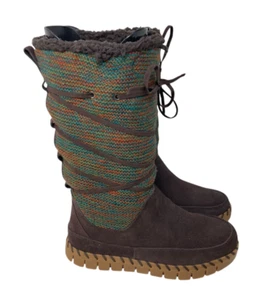 Muk Luks Brown Suede Boots Winter Size 6.5 Women's Tall Fall Flexi New York NEW - Picture 1 of 10