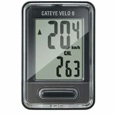 Cateye Velo 9 Wired Cycling/Bike Computer/Speedometer/Distance/Timer In Black - Image 1 of 4