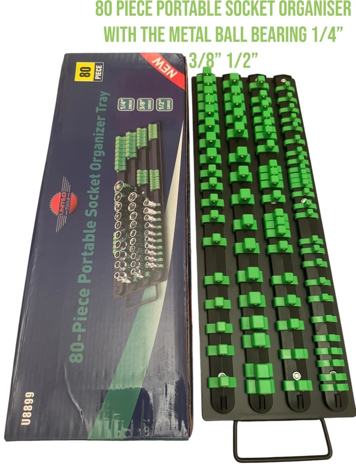 UNITED Tools Socket Rail Tray Holds 86 Sockets, 1/4" 3/8" 1/2" Drive Clips 6741 - Image 1 of 1