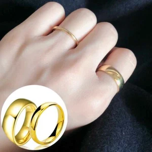 Stainless Silver Wedding 2mm 4mm 6mm 8mm Steel Gold Band Ring High Polished - Picture 1 of 20