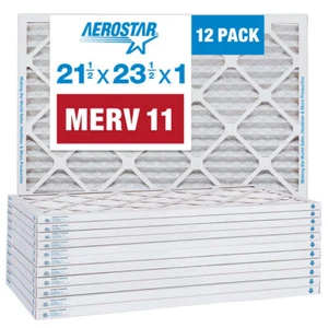 21 1/2 x 23 1/2 x 1 AC and Furnace Air Filter by Aerostar - MERV 11, Box of 12 - Picture 1 of 5