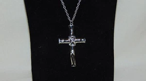 18" SILBERFARBENE HALSKETTEN MIT GROSSEM KREUZ ANHÄNGER - Bild 1 von 4