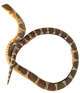 Wooden 32" Toy Articulated King Cobra with Lifelike Movement & Gold Glass Eyes - Picture 1 of 5