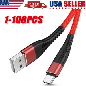 Heavy Duty Braided USB C Type-C Fast Charging Data Sync Charger lot Long Cord - Picture 1 of 13