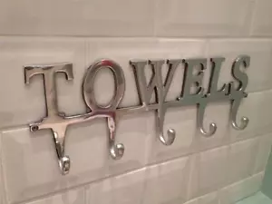 LARGE TOWEL HOLDER RACK,BATH HANGER HOOKS,WALL MOUNTED BATHROOM ALUMINIUM CHROME - Picture 1 of 5