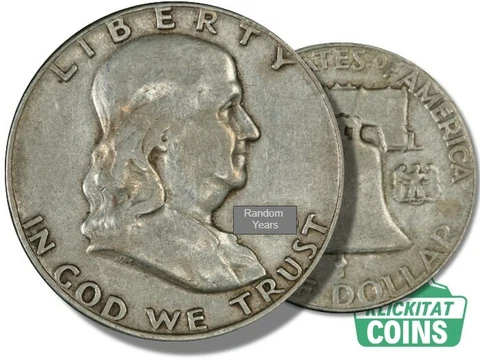 1 Franklin Half Dollar 90% Silver Junk Cover