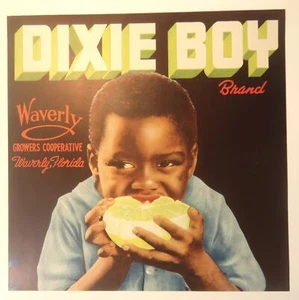 Vintage ORIGINAL Crate Label Dixie Boy Brand Child Eating Grapefruit Waverly - Picture 1 of 2