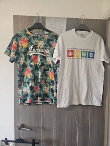 Boys Floral & White Short Sleeve T-shirt Age 13 Years X 2 - Picture 1 of 6