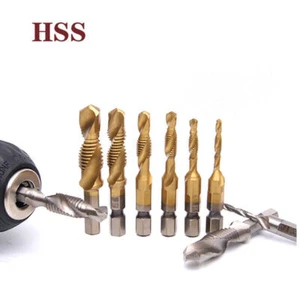 1/4" Hex Shank HSS Screw Sprial Tap Drill Bits M3 M4 M5 M6 M8 M10 Metric Thread - Picture 1 of 6
