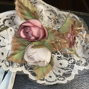 Vintage Lace Handcrafted Artificial Rose/Flower Wrist Corsage Or Repurpose Craft - Picture 1 of 2
