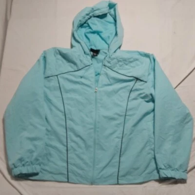 Athletech Teal Windbreaker Rain Jacket Womans Xl Water Resistant Rain - Image 1 of 4