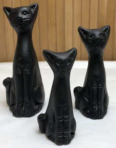 Lotto 3 MCM Arti e Mestieri Nero Collo Lungo Fatto a Mano Pezzi Unici Gatti Argilla - Foto 1 di 9