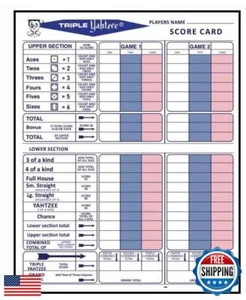 250 Premium Triple Score Sheets Cards Pads for Yahtzee Game - Bild 1 von 2