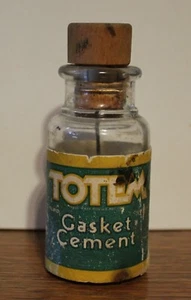 Vintage Totem Gasket Cement Bottle-Label-Contents 4 1/4" Tall - Picture 1 of 5