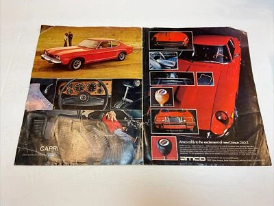 Capri Ford Car Advertisements and Driver Cover Feb 1973 Datsun 240 Z Opel GT Old - Image 1 of 4