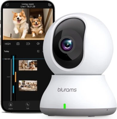 Blurams 2K Indoor Pet Camera WiFi Baby Monitor CCTV Night Vision - FHD, Wireless - Image 1 of 4