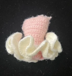 Handgehäkeltes Barbie Puppenkleid rosa & weiß - Bild 1 von 4