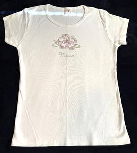 VTG Maui Rhinestone Graphic Baby Fitted Tee Shirt Women's Medium 90"s Y2K - Picture 1 of 7