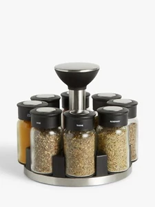John Lewis Freestanding Filled Spice Rack Carousel 8 Jar (H16.5cm x Dia. 18cm) - Picture 1 of 6