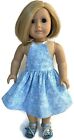 Blue Floral Print Halter Dress For 18 Inch American Girl Doll Clothes