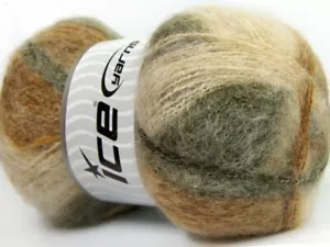 4-Skein Lot Bermuda Mohair Yarn Light green shades cream alt - Picture 1 of 4